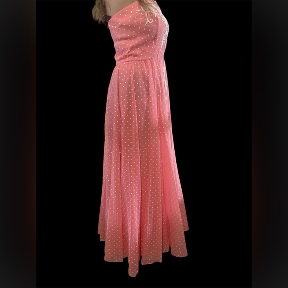 NOS Vintage Embroidered polka dot Prom Dress - Picture 3 of 9